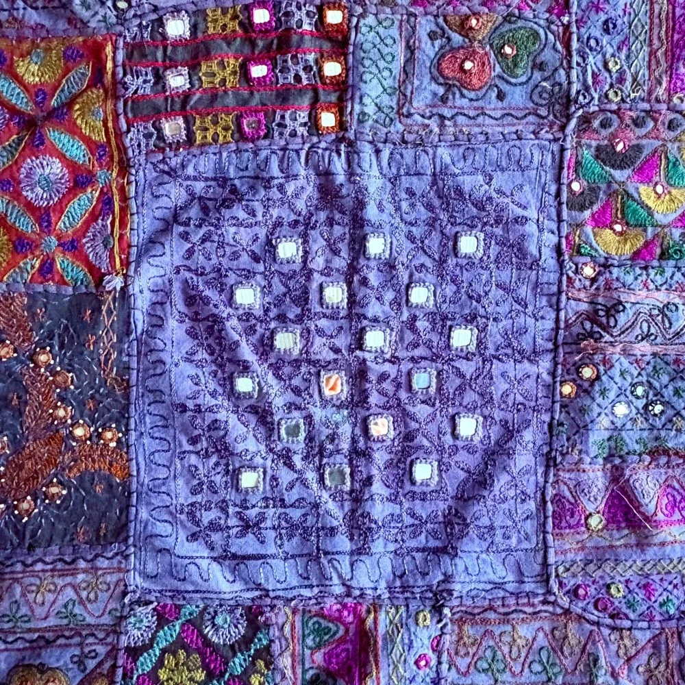 Vintage 1920s Gujarati Kutch Mirror Embroidered Textile | 59x38 | India | RARE